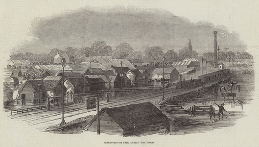 Peterborough Fair, during the Flood (engraving)