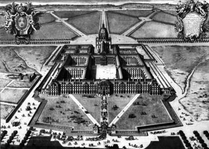 View of the Hotel des Invalides in Paris, engraving 17th century