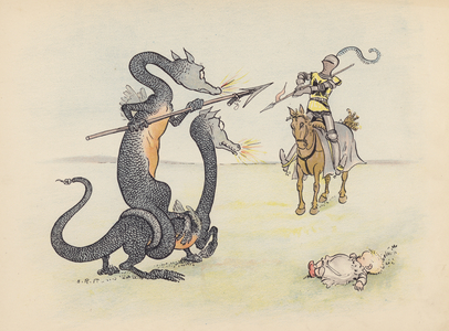 Illustration for Little Twin Dragons by S Rosamond Praeger (colour litho)