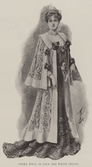 Opera Wrap in Lace and White Velvet (litho)