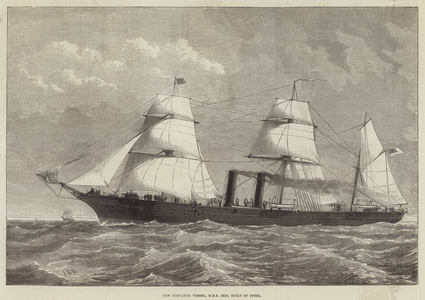 New Despatch Vessel, HMS Iris, built of Steel (engraving)