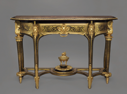 Side table, c.1705 (oak, pinewood, walnut (some stained black), gilt bronze and première)
