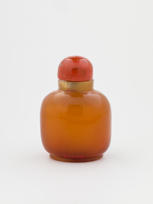 Snuff bottle with stopper (agate glass)