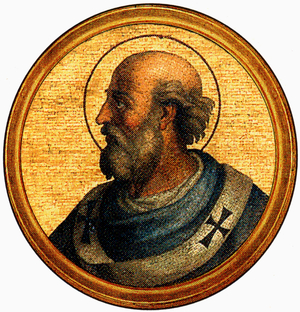 Pope Eugene I, 654-657, after a medalion of the Basilica of Saint Paul Outside the Walls (-Rome)