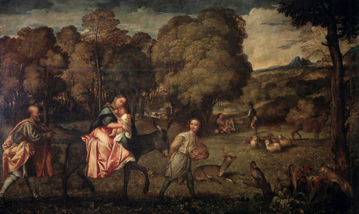Flight into Egypt Titian (Tiziano Vecelli) 1477/1489-1576 Venetian Hermitage Museum, St. Petersburg