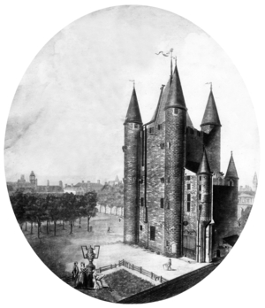 Temple prison in Paris where was prisoner french royal family in 1792 and 1793, engraving