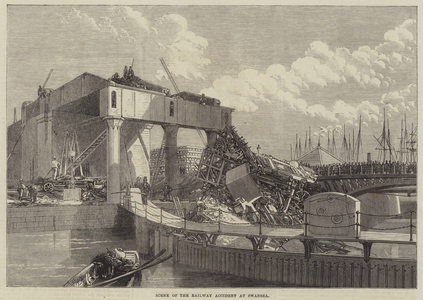 Scene of the Railway Accident at Swansea (engraving)