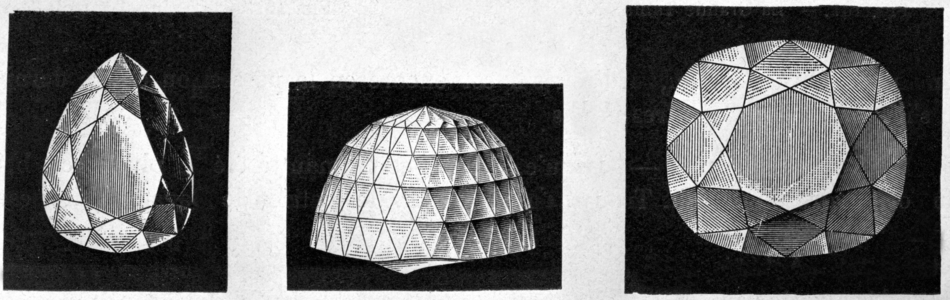 Famous Diamonds : Star of South Africa, Orlov and Stewart (engraving)