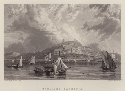 Cagliari, Sardinia (colour litho)