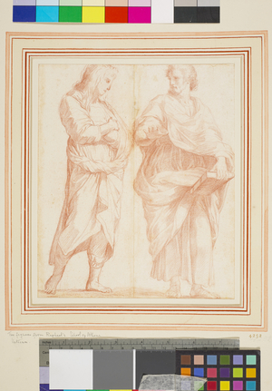 School of Athens: two figures (red chalk on paper)