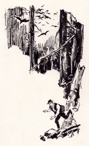 Illustration from "The Flood" by Fyodor Potushnyak, 1962 (Indian ink on paper)