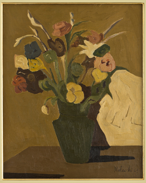 Vase of flowers (oil on plywood)