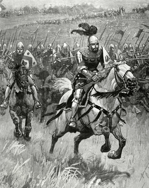 King Henry IV of England during a battle, 19th century (litho)