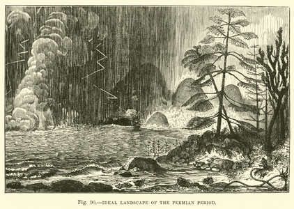 Ideal Landscape of the Permian Period (engraving)