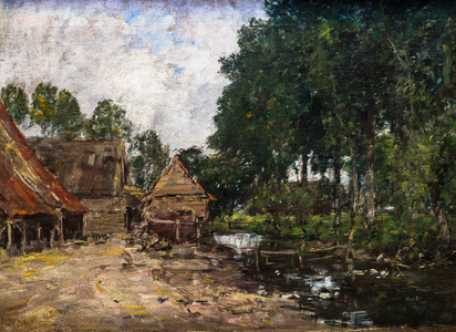 Farmyard, 19th century (oil on canvas)