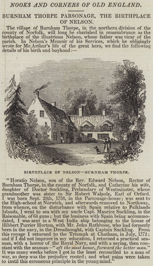 Burnham Thorpe Parsonage, the Birthplace of Nelson (engraving)