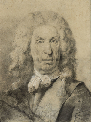 Portrait of Marshal von der Schulenburg, c.1735 (black and white chalk with charcoal on paper)