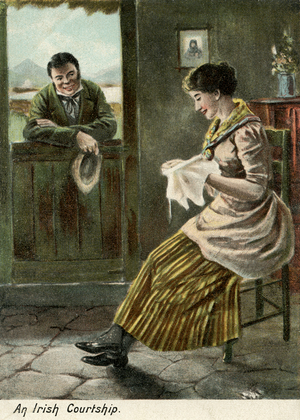 An Irish courtship, 1900s (postcard)