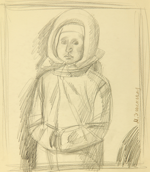 Young Girl in Winter, 1972 (pencil on paper)