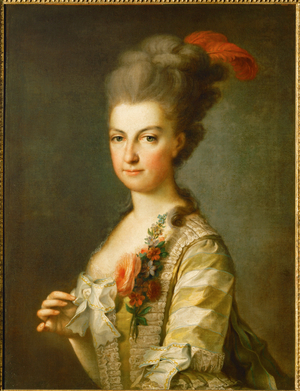 Archduchess Marie-Christine in a striped silkdress (painting on canvas)