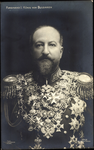 Ak Ferdinand I King of Bulgaria in uniform, medal, badges (b/w photo)