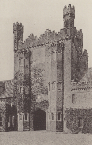 Gatehouse, Oxburgh Hall, Norfolk, S Side towards Courtyard (b/w photo)