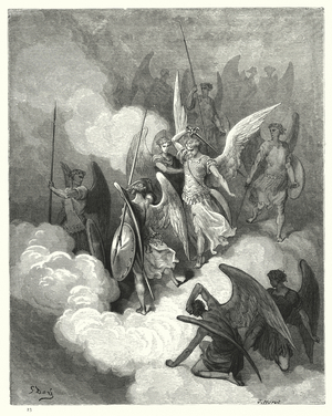 Illustration by Gustave Dore for Milton's Paradise Lost, Book VI, line 188 (engraving)