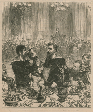Entertainment to the sailors of the Arctic expedition at the Mansion House (engraving)