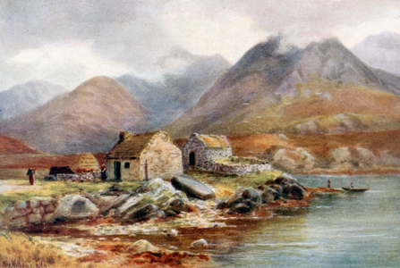 A Fisherman's Home under Diamond Mountain, Ballynakill Bay (colour litho)