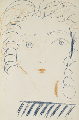 Portrait of a Woman; Portrait de Femme, 1942 (coloured crayons on paper)