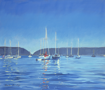 Salcombe - Yachts - Twilight (oil on canvas)