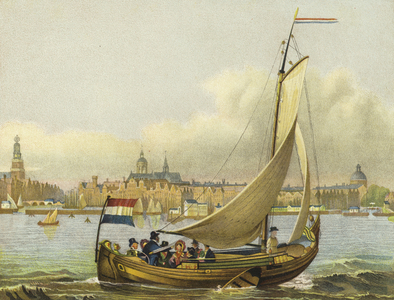 Pleasure boating on the Y, Netherlands, 19th Century (colour litho)