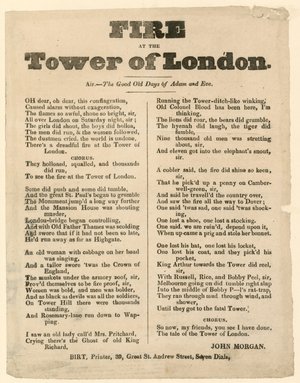 Tower of London Fire, 1841 (engraving)