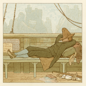 Depiction of the month of August (colour litho)