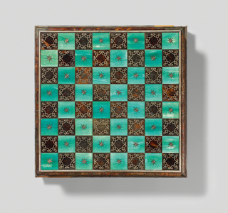 Chess set, Augsburg, c.1705-09 (silver inlay, tortoiseshell veneer, ivory & ebonised wood)