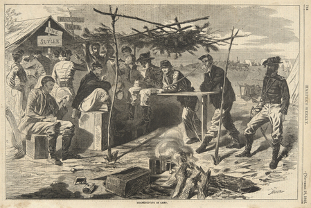 Thanksgiving in Camp from Harper's Weekly, pub. 1862 (engraving)