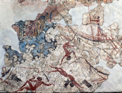 Minoan wall painting from ancient Thera (fresco)