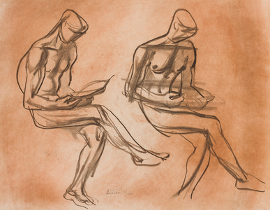 Resting figure, 1960 (charcoal & w/c on paper)
