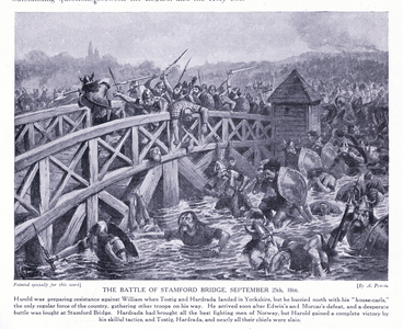 The battle of Stamford Bridge AD1066, 1920's (litho)