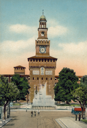 Milano / Milan: Castello Sforzesco, Torre del Filarete (colour photo)