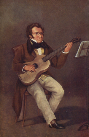 Portrait of Franz Schubert (colour litho)