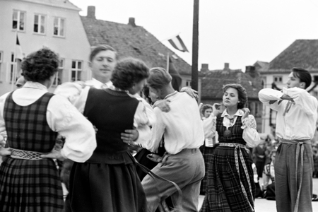 Costumes couple dancing at the Volksfest, Schleswig-Holstein, Germany, 1960s