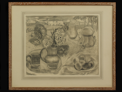 Still Life in Landscape with House, c.1940 (pencil)