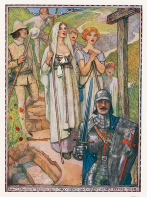 Illustration for The Pilgrim's Progress by John Bunyan (colour litho)