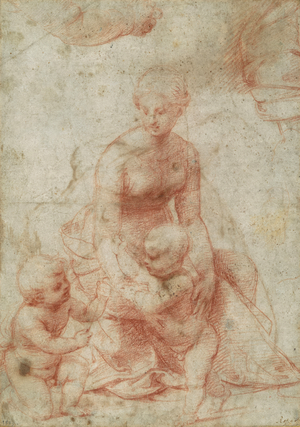 Madonna and Child with the Infant Saint John the Baptist, c.1506-7 (red chalk)