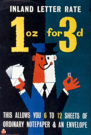 Inland letter rate 1 oz for 3d, 1960 (colour litho)