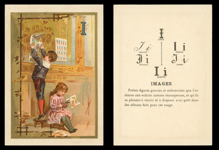 Children making posters with pictures (chromolitho)