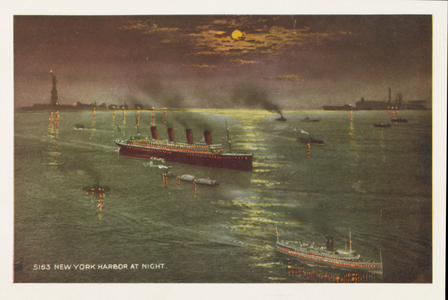 New York Harbor at Night (colour photo)
