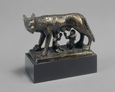 Romulus and Remus Suckled by a She-wolf, 15th century (bronze and Black lacquer over medium brown bronze)