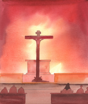 It is a tragedy, in Christ's sight, that many Catholics are told that the Mass is simply a meal - with no mention of the Sacrifice He offered on Calvary, which is made present in our sanctuary, 2005 (w/c on paper)